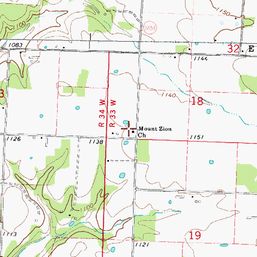 Topographic Map of Mount Zion Baptist Church, AR