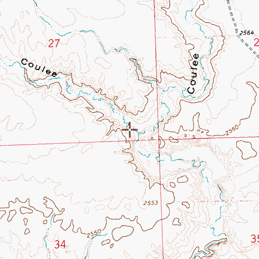Topographic Map of Threemile Coulee, MT