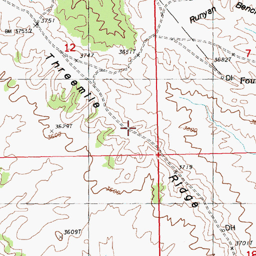 Topographic Map of Threemile Ridge, MT