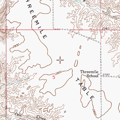 Topographic Map of Threemile Table, MT
