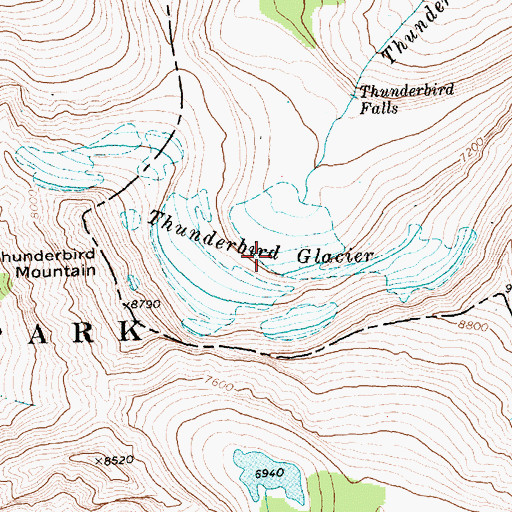 Topographic Map of Thunderbird Glacier, MT
