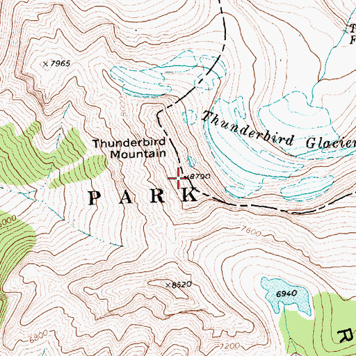 Topographic Map of Thunderbird Mountain, MT
