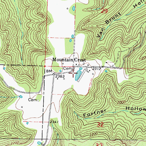 Topographic Map of Mountain Crest, AR