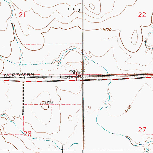 Topographic Map of Tiber, MT