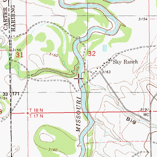 Topographic Map of Tie Creek, MT