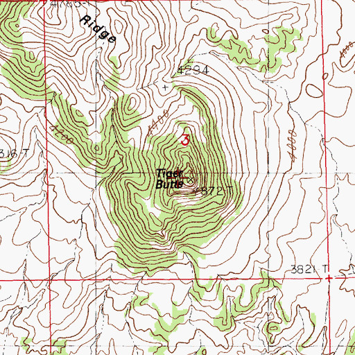 Topographic Map of Tiger Butte, MT