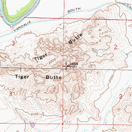Topographic Map of Tiger Butte, MT