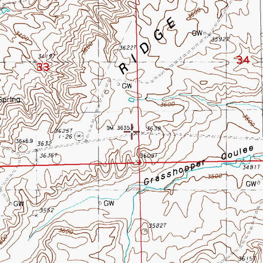 Topographic Map of Tiger Ridge, MT