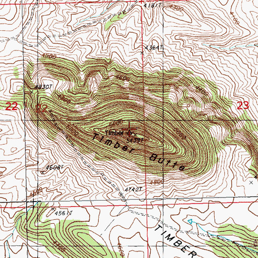 Topographic Map of Timber Butte, MT