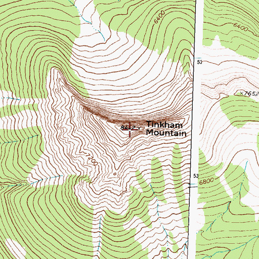 Topographic Map of Tinkham Mountain, MT