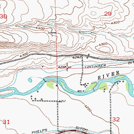 Topographic Map of Tintinger Ditch, MT