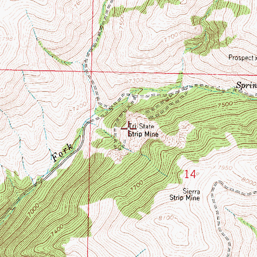 Topographic Map of Tri-State Strip Mine, MT