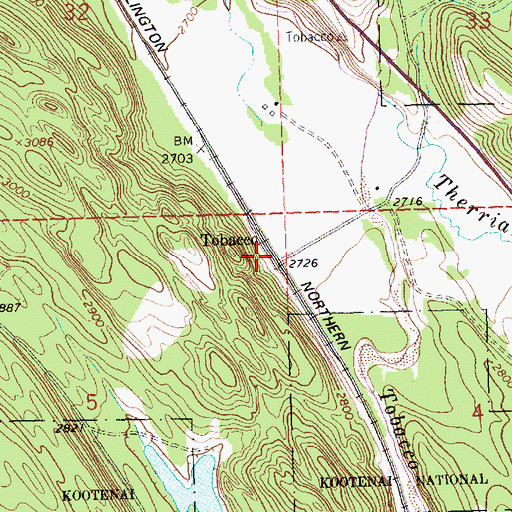 Topographic Map of Tobacco, MT
