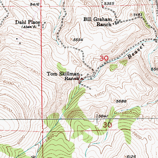 Topographic Map of Tom Skillman Ranch, MT