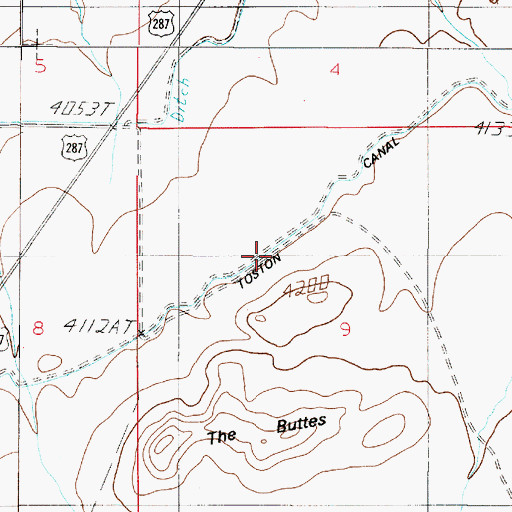 Topographic Map of Toston Canal, MT