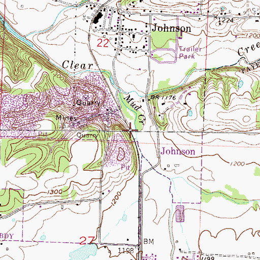 Topographic Map of Mud Creek, AR