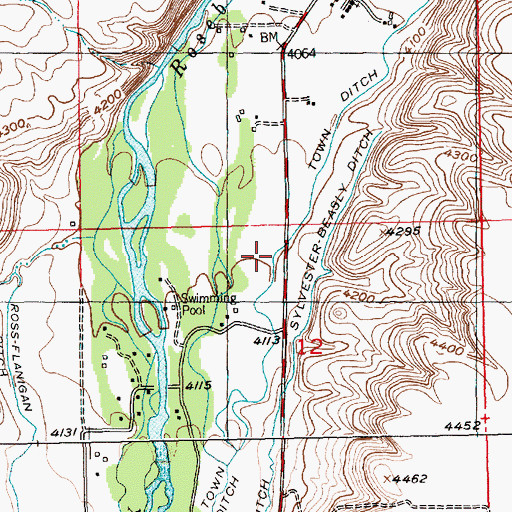Topographic Map of Town Ditch, MT