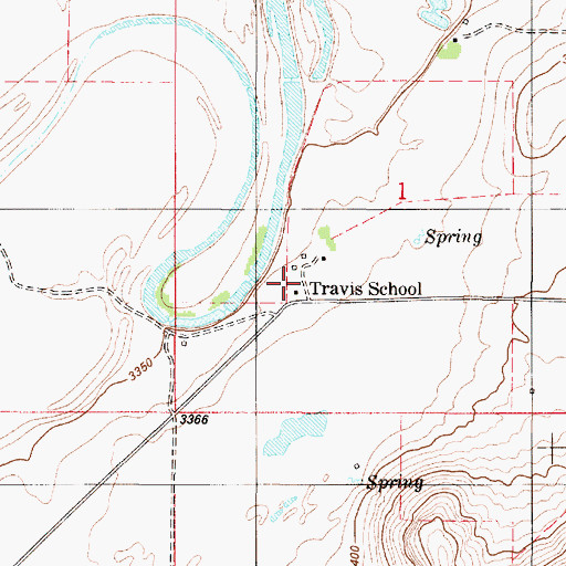 Topographic Map of Travis School (historical), MT