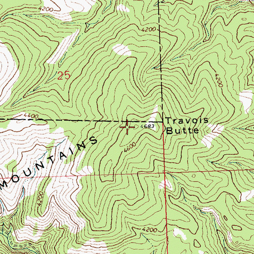 Topographic Map of Travois Butte, MT