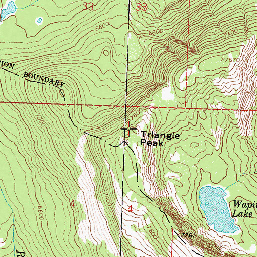 Topographic Map of Triangle Peak, MT