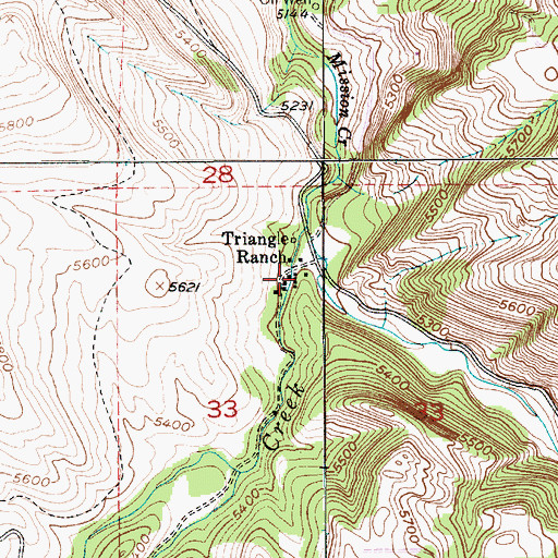 Topographic Map of Triangle Ranch, MT