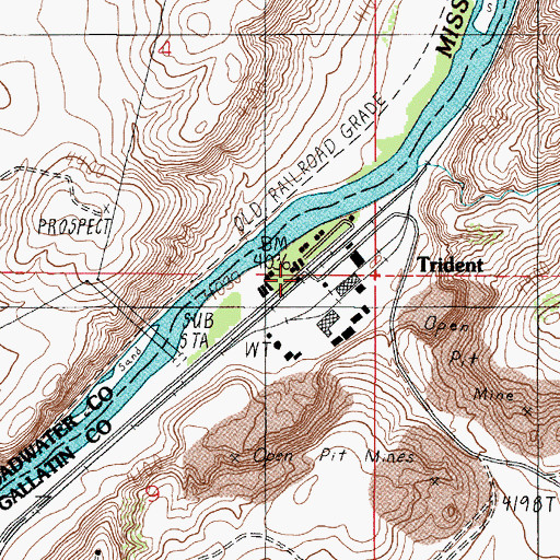 Topographic Map of Trident, MT