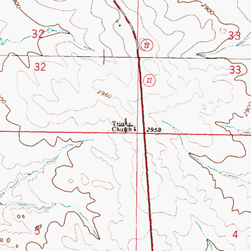 Topographic Map of Trinity Church, MT