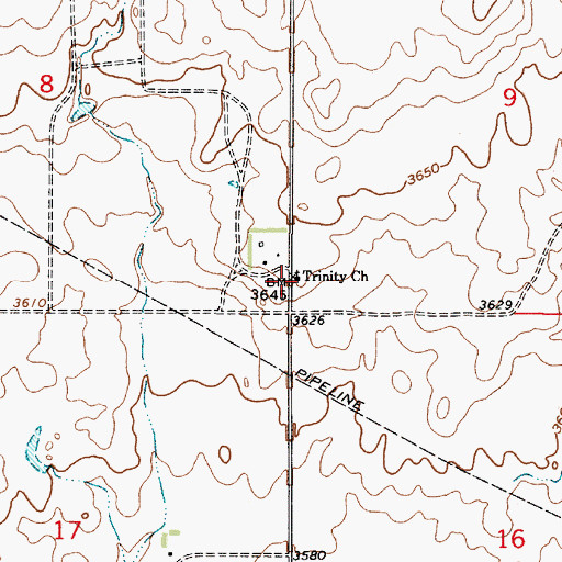 Topographic Map of Trinity Church, MT
