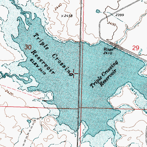 Topographic Map of Triple Crossing Reservoir, MT