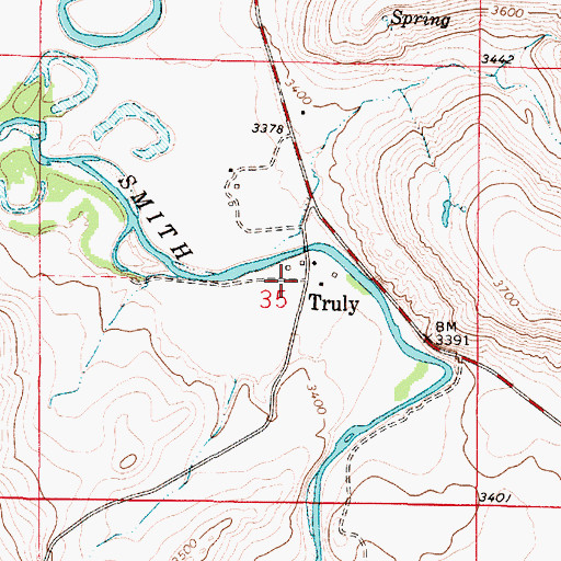 Topographic Map of Truly, MT
