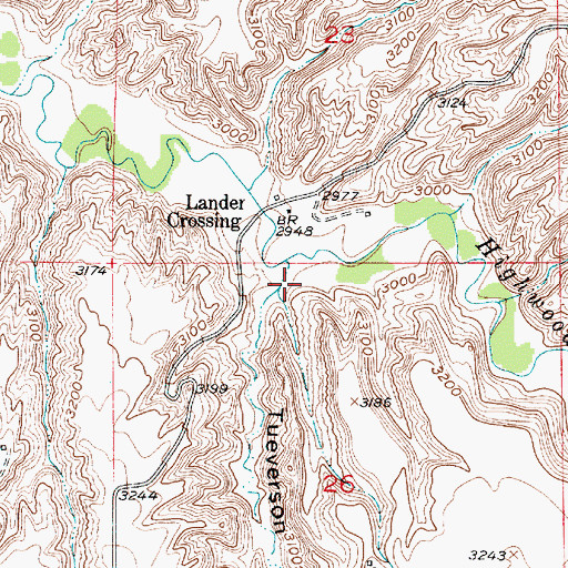 Topographic Map of Tueverson Coulee, MT