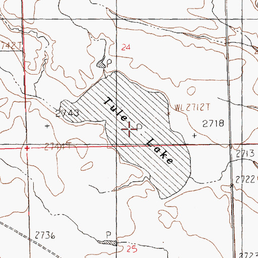Topographic Map of Tule Lake, MT