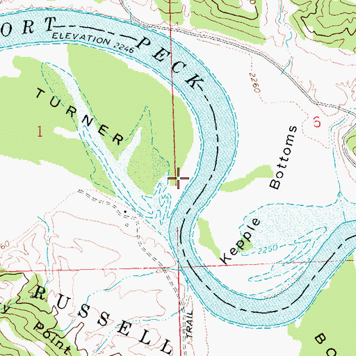 Topographic Map of Turner Bottoms, MT
