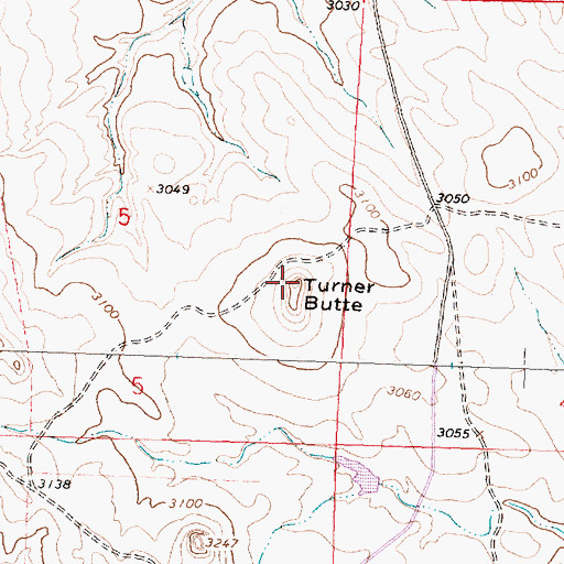 Topographic Map of Turner Butte, MT