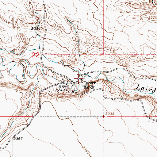 Topographic Map of Turner Ranch, MT