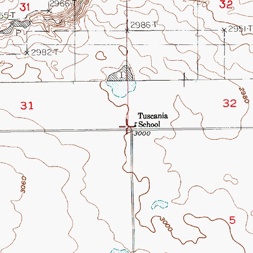 Topographic Map of Tuscania School (historical), MT