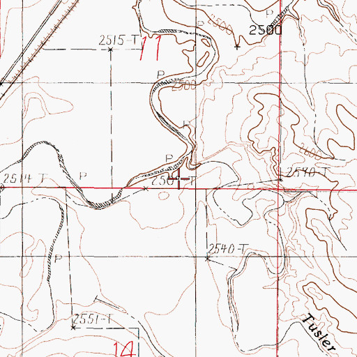 Topographic Map of Tusler Creek, MT