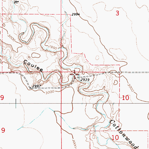 Topographic Map of Twelvemile Coulee, MT