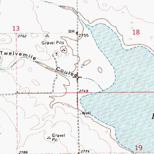Topographic Map of Twelvemile Coulee, MT