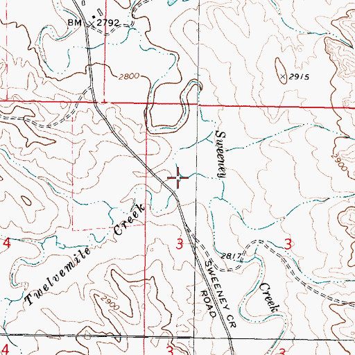 Topographic Map of Twelvemile Creek, MT