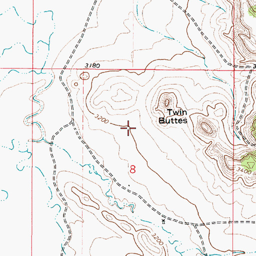 Topographic Map of Twin Buttes, MT