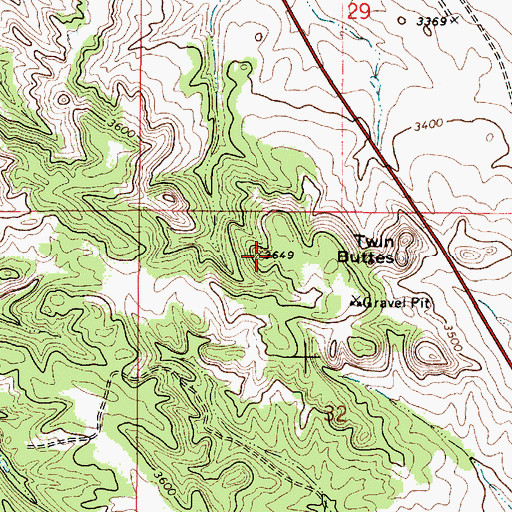 Topographic Map of Twin Buttes, MT