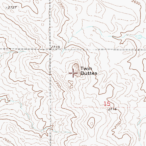Topographic Map of Twin Buttes, MT