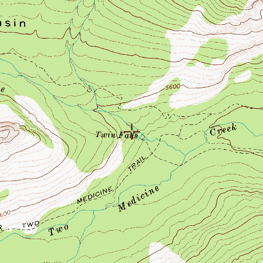 Topographic Map of Twin Falls, MT