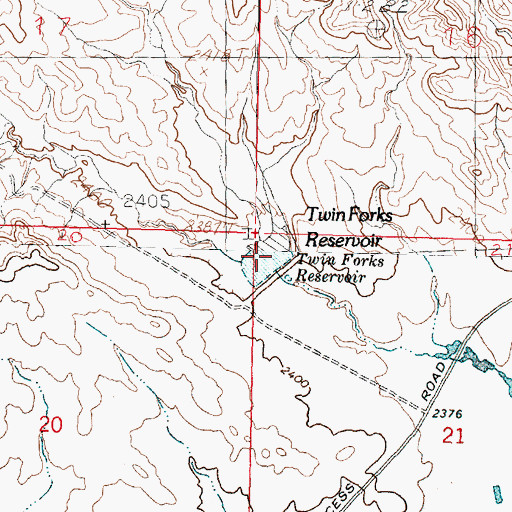 Topographic Map of Twin Forks Reservoir, MT