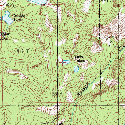 Topographic Map of Twin Lakes, MT