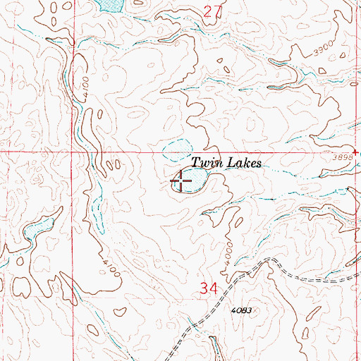 Topographic Map of Twin Lakes, MT