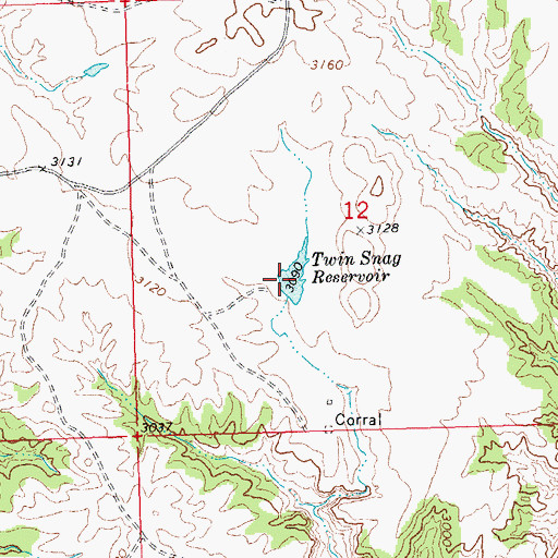 Topographic Map of Twin Snag Reservoir, MT