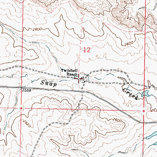 Topographic Map of Twitchell Ranch, MT