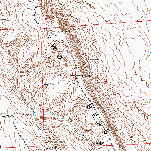 Topographic Map of Two Bear Ridge, MT